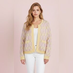 Zara Yellow and Purple Women's Cardigan